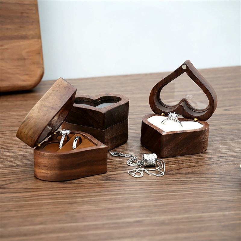 1Pcs Heart Walnut Wood Ring Bo - Wood Ring Blank ulasan dan harga